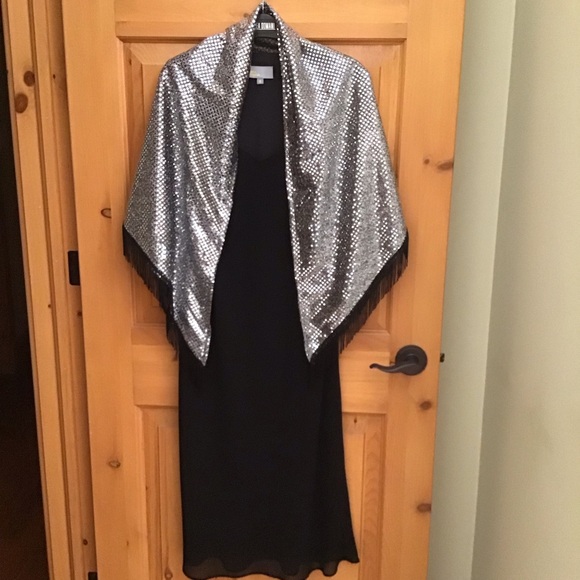 Linea Domani Dresses & Skirts - Chic Black Midi Slip Dress with Rhinestone Shoulder Accents